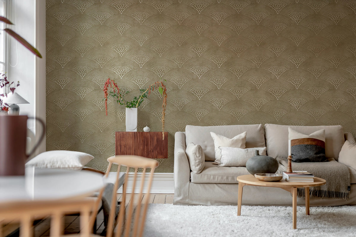 Shimmer Fan, Beige Mural Wallpaper - room preview 02