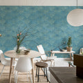 Shimmer Fan, Blue Mural Wallpaper - room preview 02