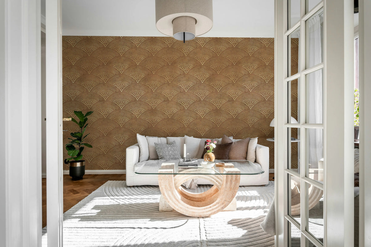 Shimmer Fan, Rust Mural Wallpaper - room preview 02