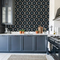 Bold Hexagon, Blue Mural Wallpaper - room preview 02