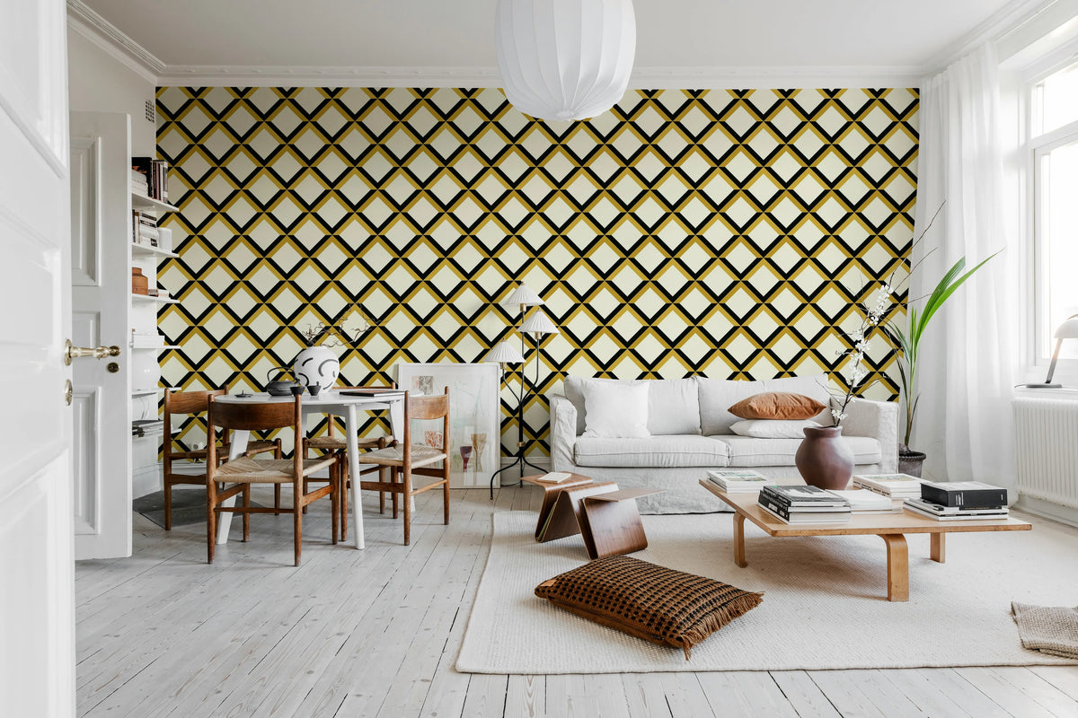 Lattice, Creme Mural Wallpaper - room preview 02