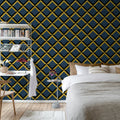 Lattice, Dark Blue Mural Wallpaper - room preview 02
