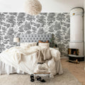 Woodland Toile, Gray Mural Wallpaper - room preview 02
