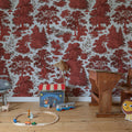 Woodland Toile, Red Mural Wallpaper - room preview 02