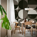 Circle Grid, Brown Mural Wallpaper - room preview 02