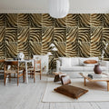 Savanna Stripe, Brown Mural Wallpaper - room preview 02