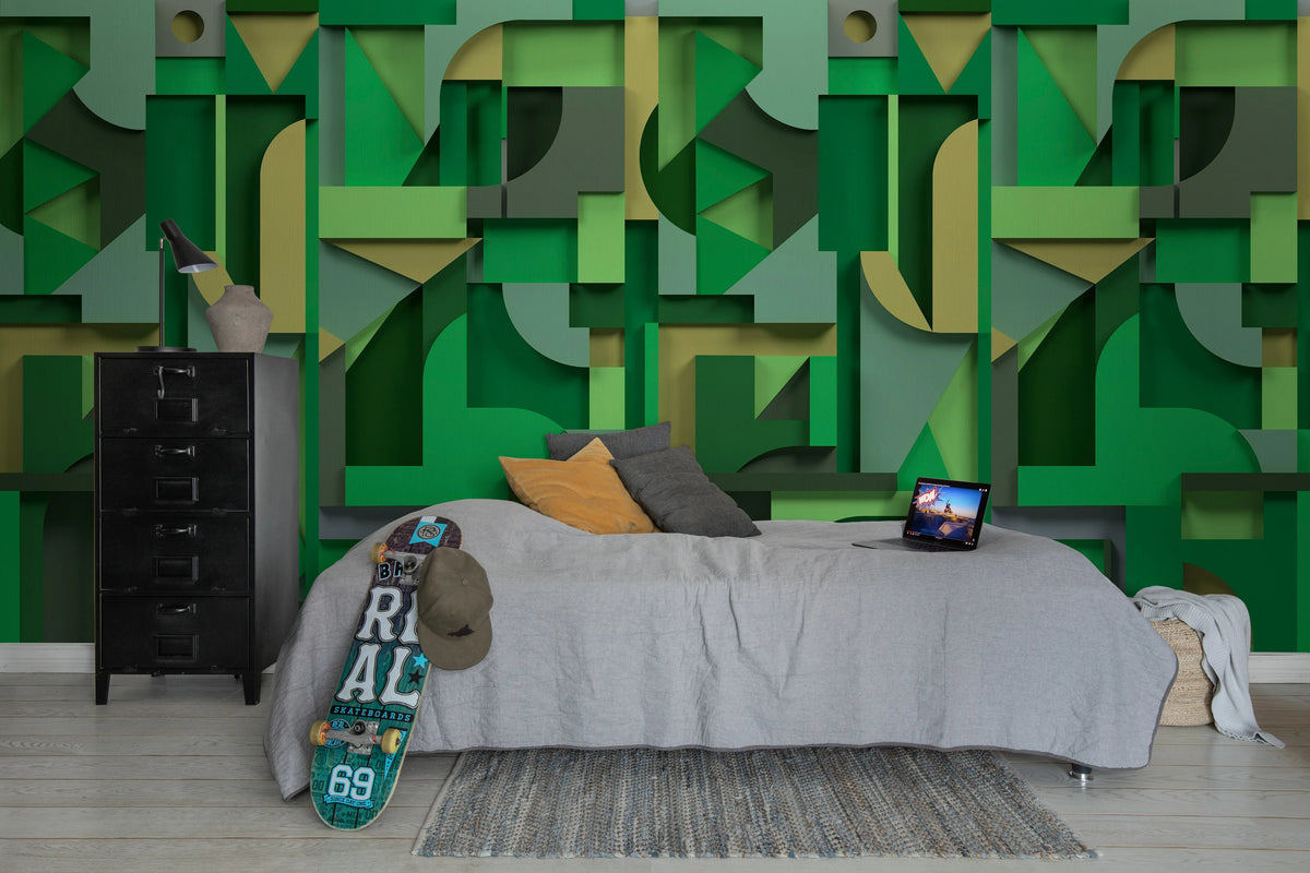 Caroline, Green Mural Wallpaper - room preview 02