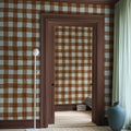 Gingham, Brown Mural Wallpaper - room preview 02