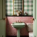 Gingham, Green Mural Wallpaper - room preview 02