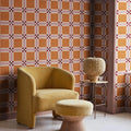 Bold Grid, Orange Mural Wallpaper - room preview 02