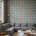 Bold Grid, Light Blue Mural Wallpaper - room preview 02