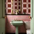 Bold Grid, Burgundy Mural Wallpaper - room preview 02