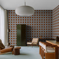 Bold Grid, Brown Mural Wallpaper - room preview 02