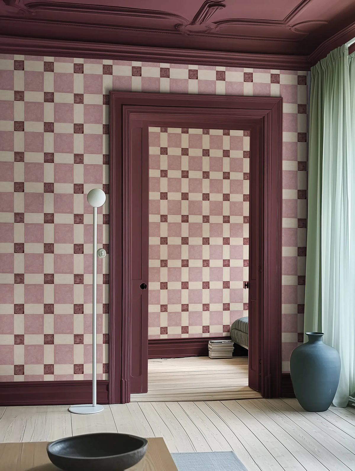 Artisan Square, Pink Mural Wallpaper - room preview 02