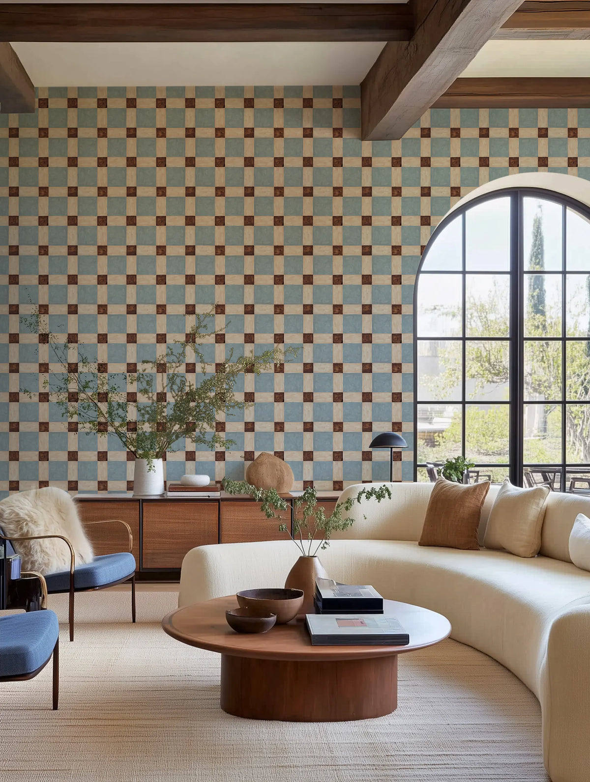 Artisan Square, Blue Mural Wallpaper - room preview 02