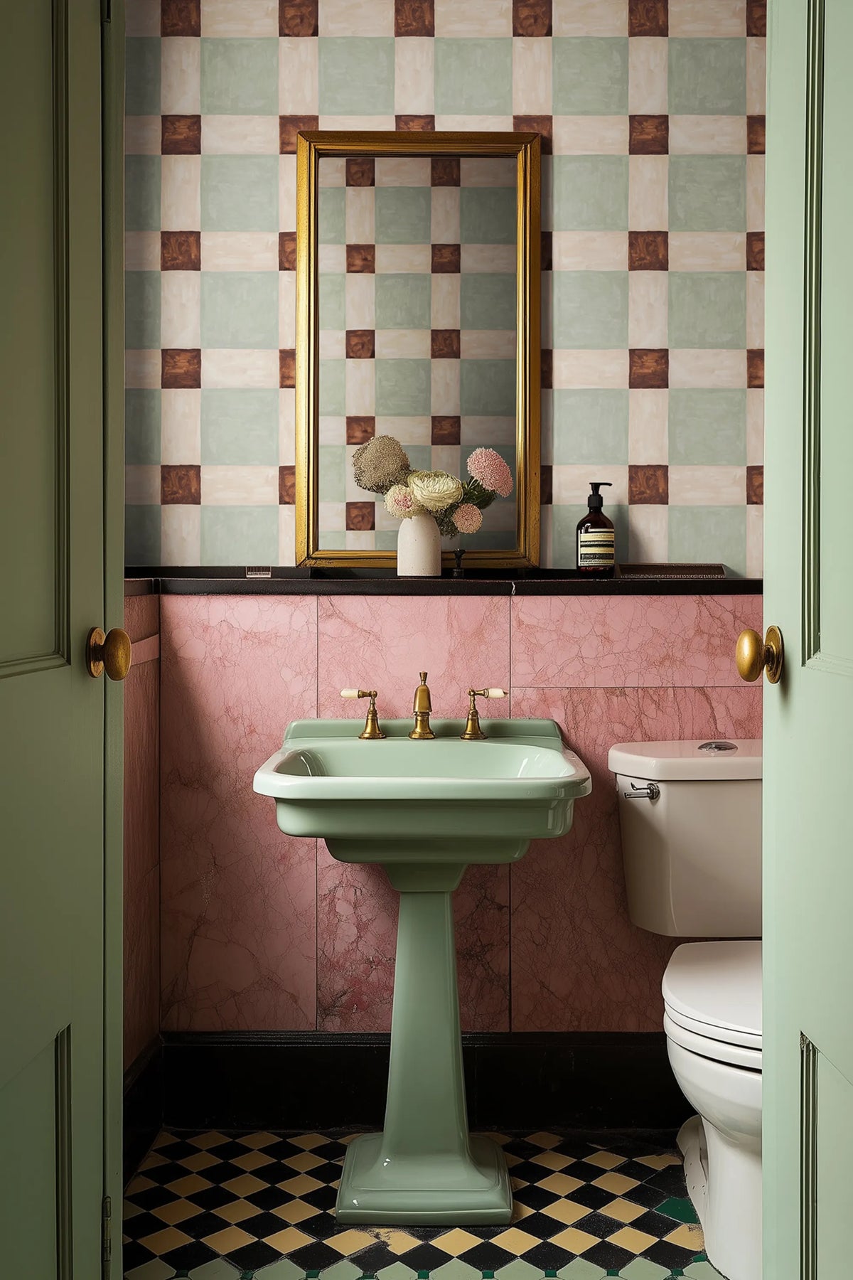 Artisan Square, Green Mural Wallpaper - room preview 02
