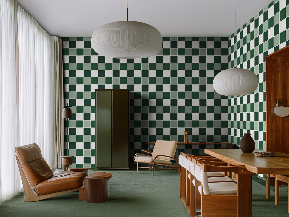 Tile, Green Mural Wallpaper - room preview 02