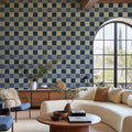 Tile, Blue Mural Wallpaper - room preview 02