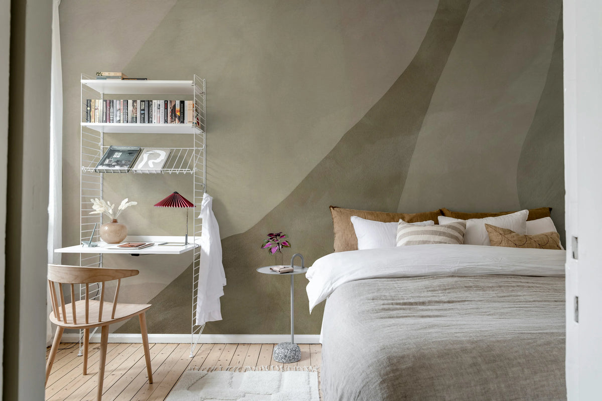 Shapes in Motion, Beige Mural Wallpaper - room preview 02