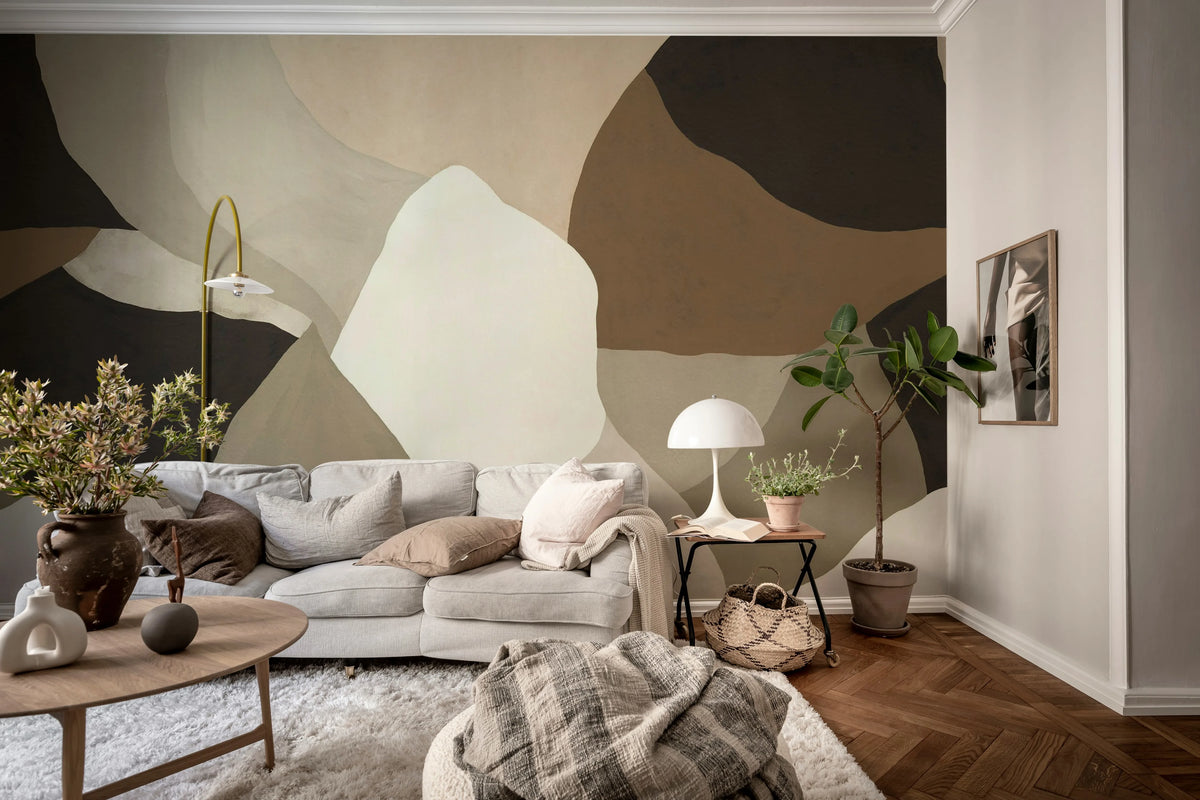 Abstract Fields, Dark Brown Mural Wallpaper - room preview 02