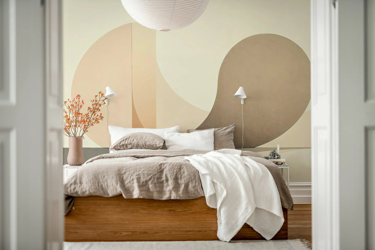 Circle Landscape, Beige Mural Wallpaper - room preview 02