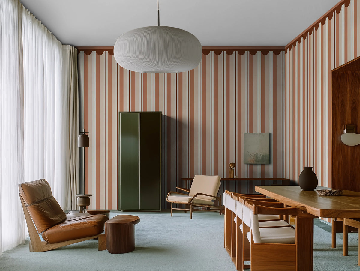 Border Stripe, Brown Mural Wallpaper - room preview 02