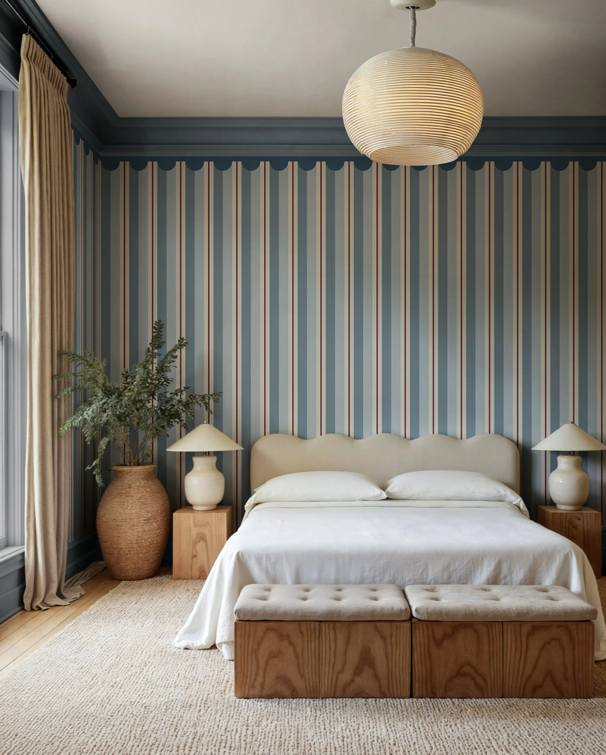 Border Stripe, Blue Mural Wallpaper - room preview 02