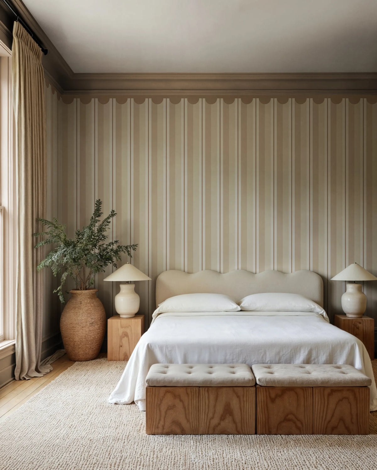 Border Stripe, Beige Mural Wallpaper - room preview 02