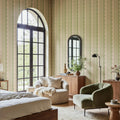 Wavy Stripe, Light Green Mural Wallpaper - room preview 02