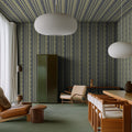 Wavy Stripe, Dark Green Mural Wallpaper - room preview 02