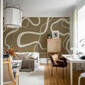 Twisting Lines, Nougat Mural Wallpaper - room preview 02