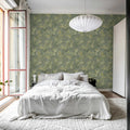 Koi Pond, Green Mural Wallpaper - room preview 02