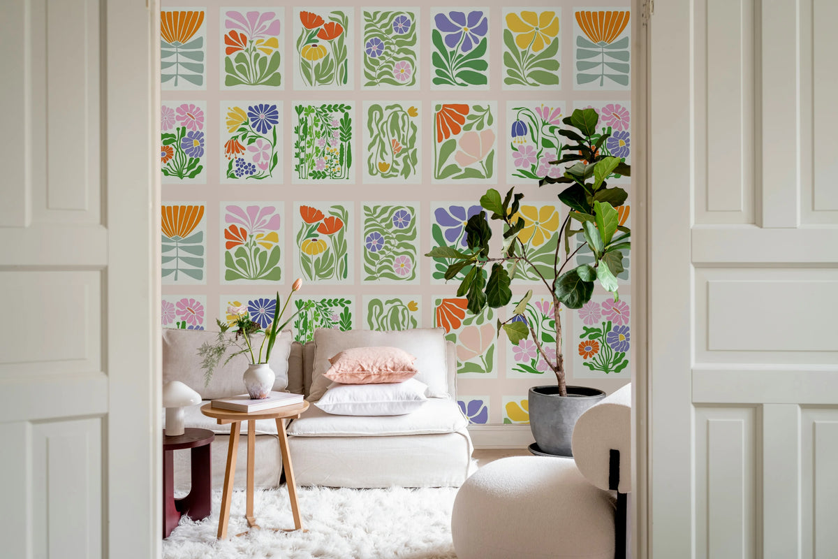 Playful Flora, Pink Mural Wallpaper - room preview 02