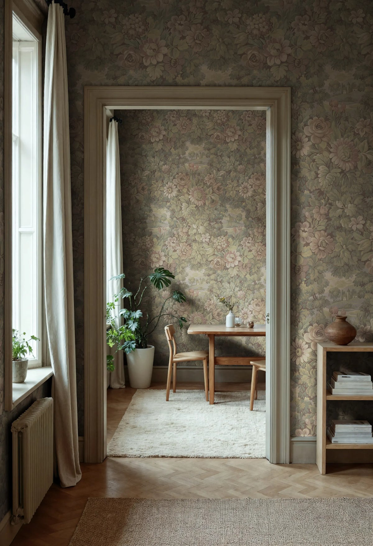 Botanical Manor, Soft Mural Wallpaper - room preview 02