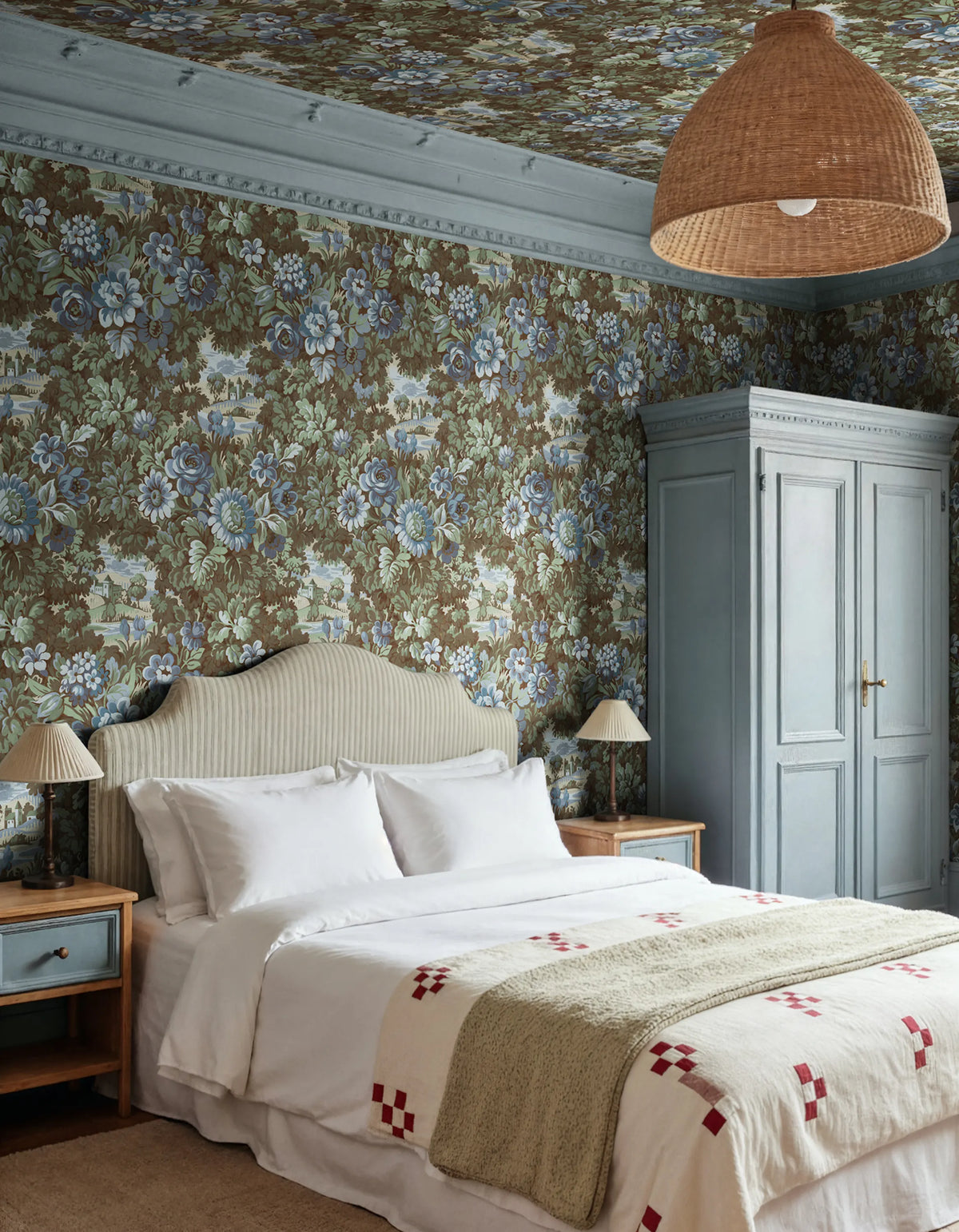 Botanical Manor, Blue Mural Wallpaper - room preview 02