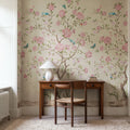 Chinoiserie Botanica, Pink Mural Wallpaper - room preview 02