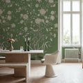 Chinoiserie Botanica, Green Mural Wallpaper - room preview 02