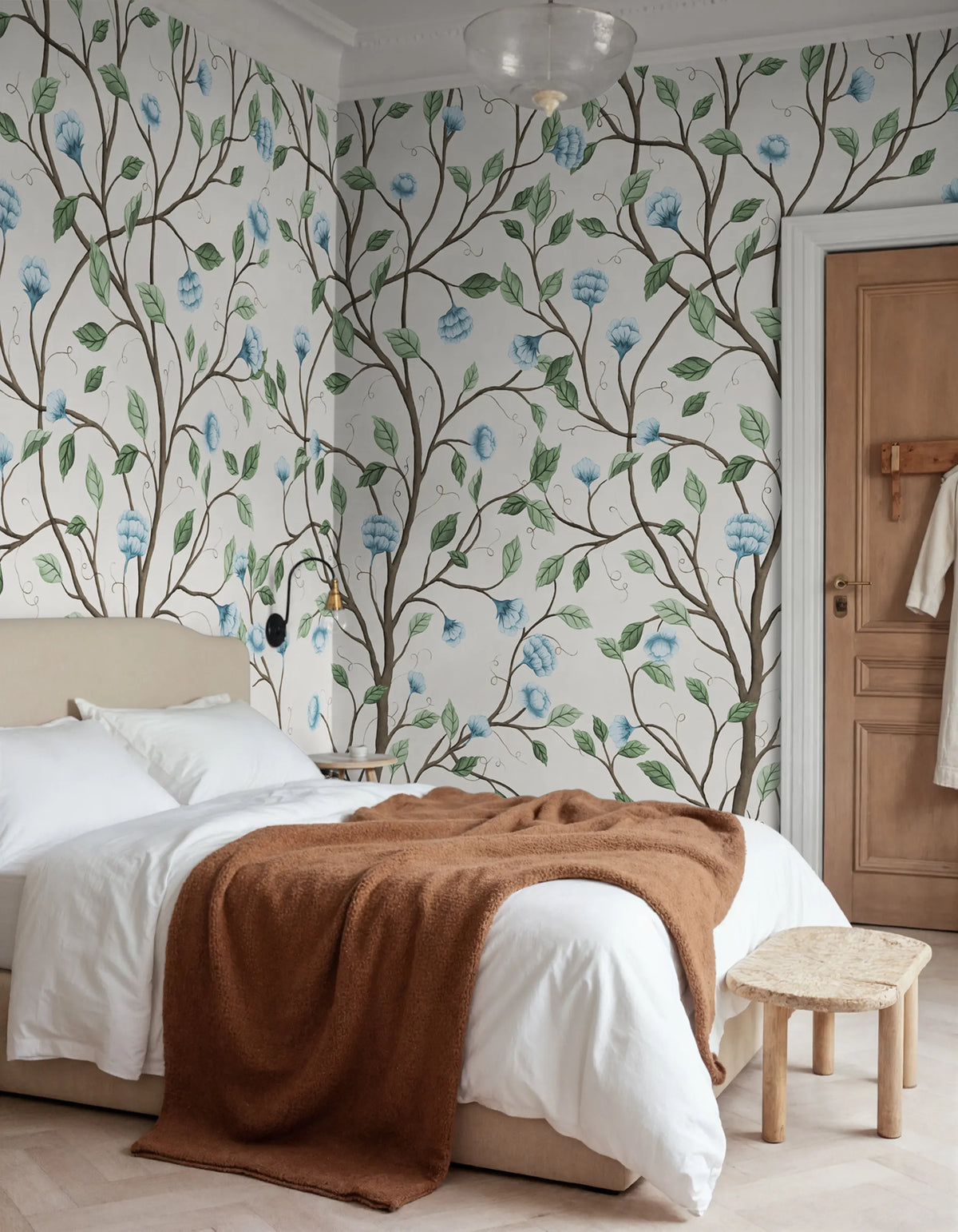 Silent Bloom, Beige Mural Wallpaper - room preview 02