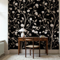 Silent Bloom, Black Mural Wallpaper - room preview 02