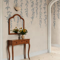 Hanging Leaves, Blue Mural Wallpaper - room preview 02