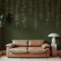 Hanging Leaves, Dark Green Mural Wallpaper - room preview 02