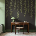 Hanging Leaves, Graphite Mural Wallpaper - room preview 02