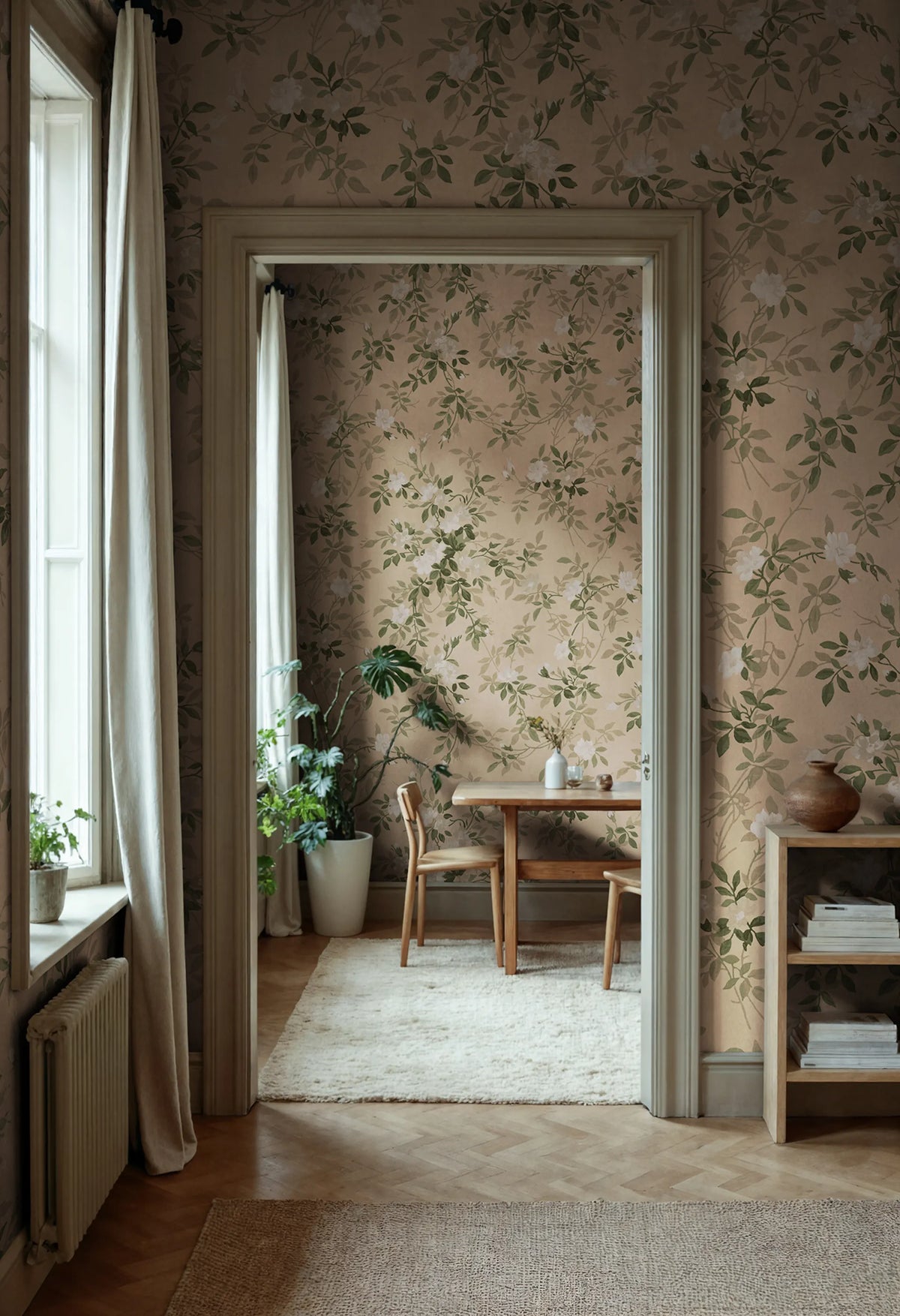 Wildflower Vista, Peach Mural Wallpaper - room preview 02