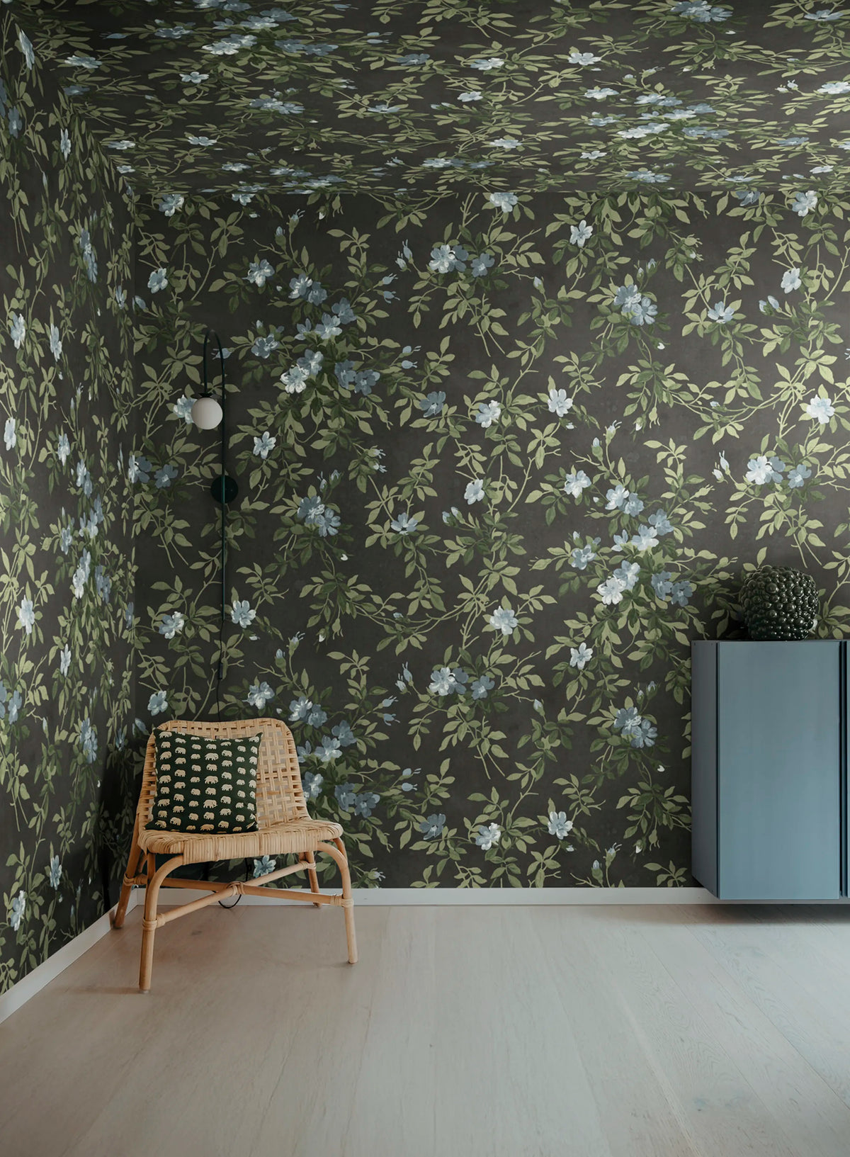 Wildflower Vista, Black Mural Wallpaper - room preview 02
