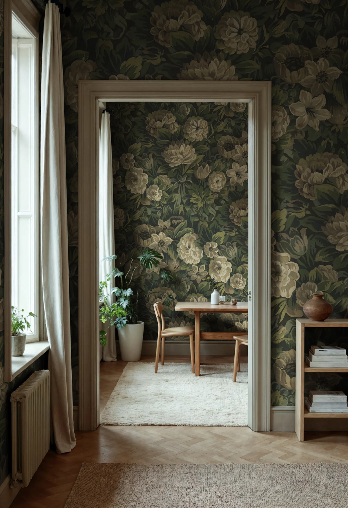 Heritage Floral, Green Mural Wallpaper - room preview 02