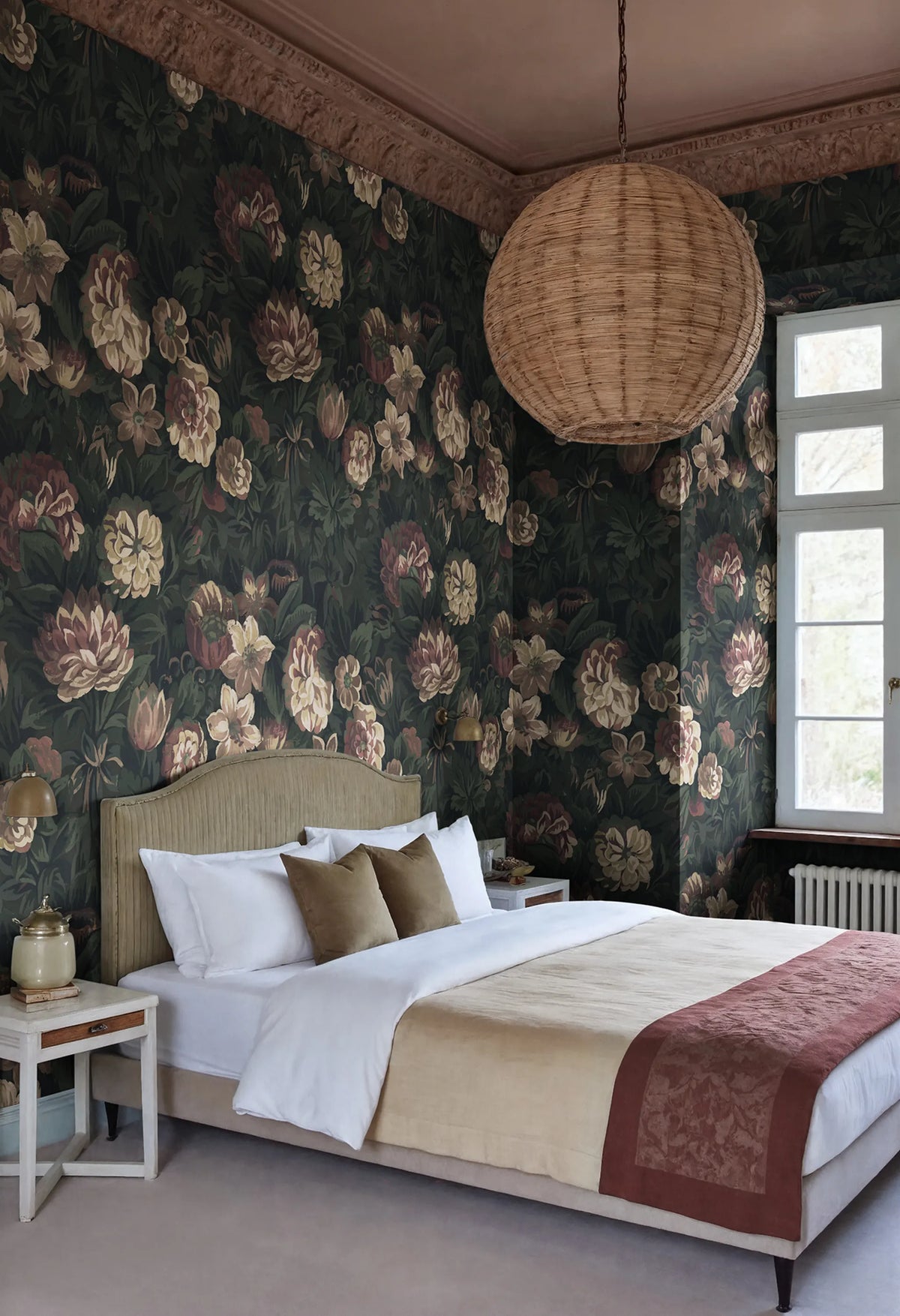 Heritage Floral, Dark Mural Wallpaper - room preview 02