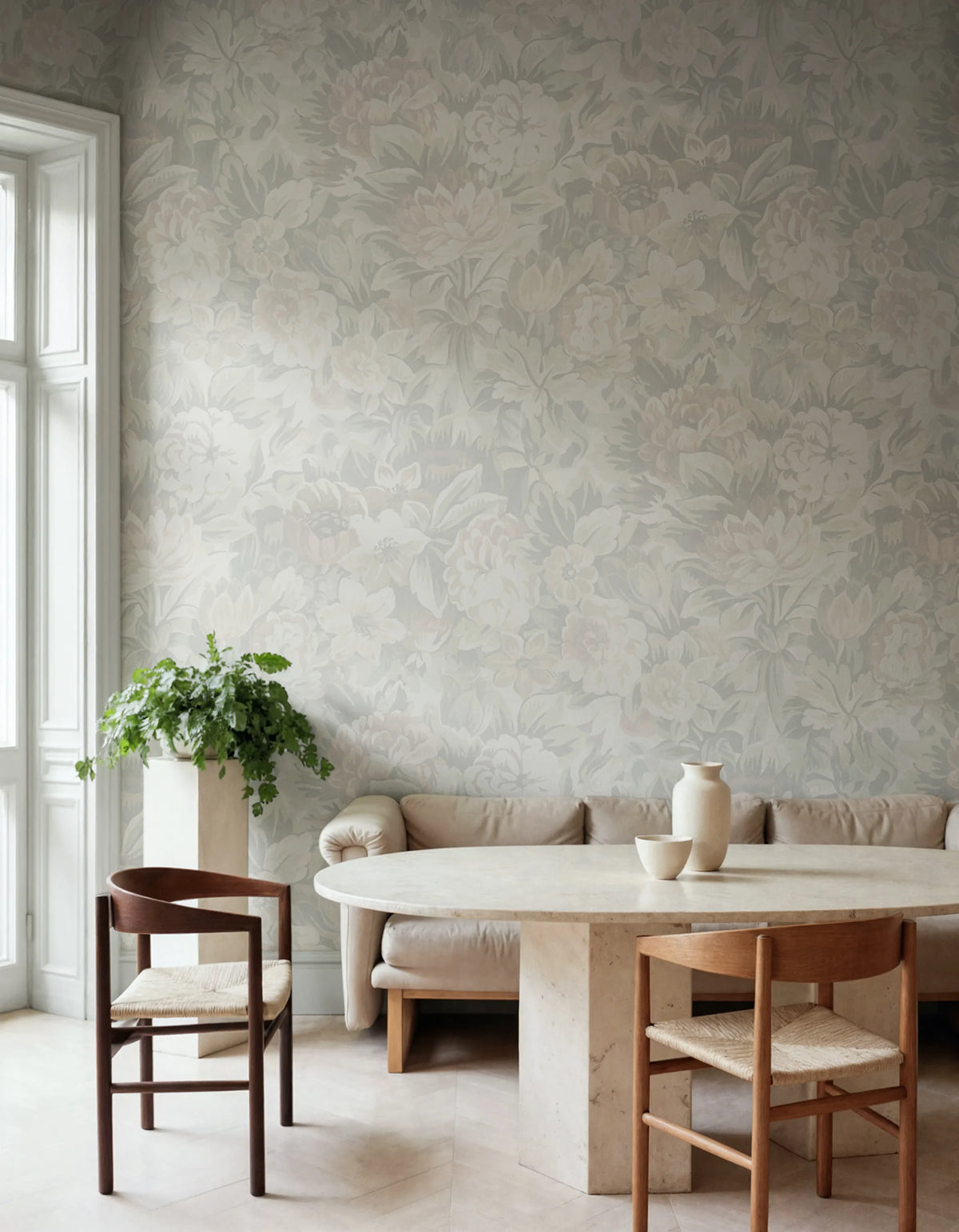Heritage Floral, Light Mural Wallpaper - room preview 02
