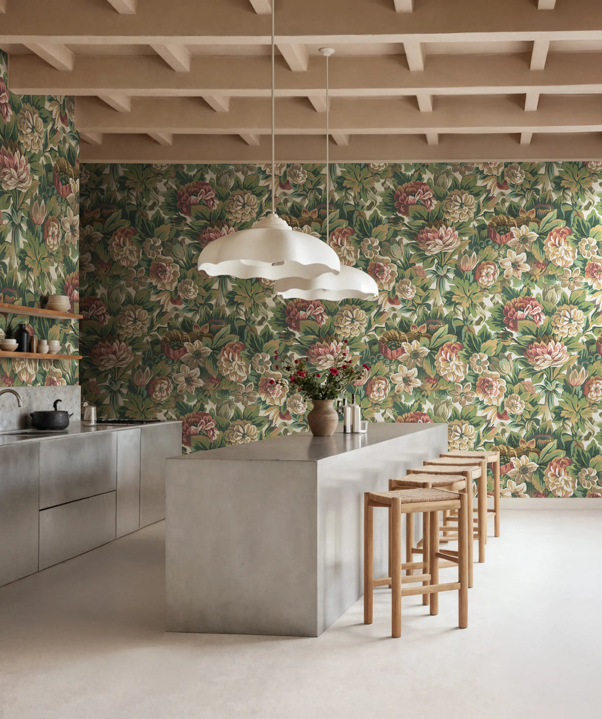 Heritage Floral, Red Mural Wallpaper - room preview 02