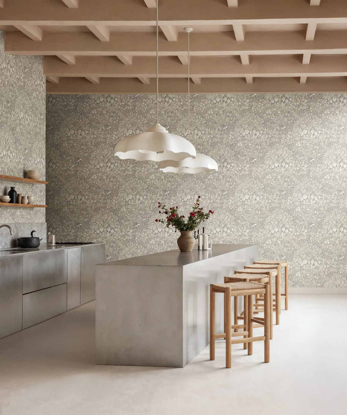 Flower Tree, Beige Mural Wallpaper - room preview 02
