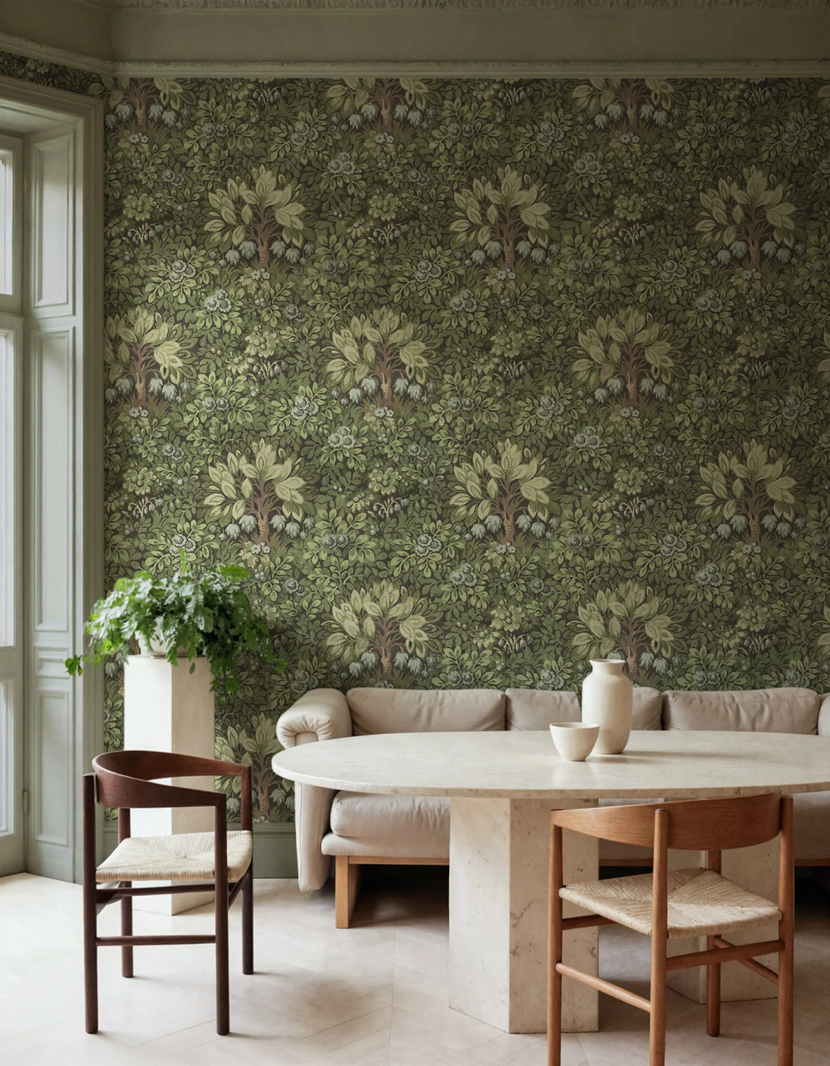 Flower Tree, Green Mural Wallpaper - room preview 02